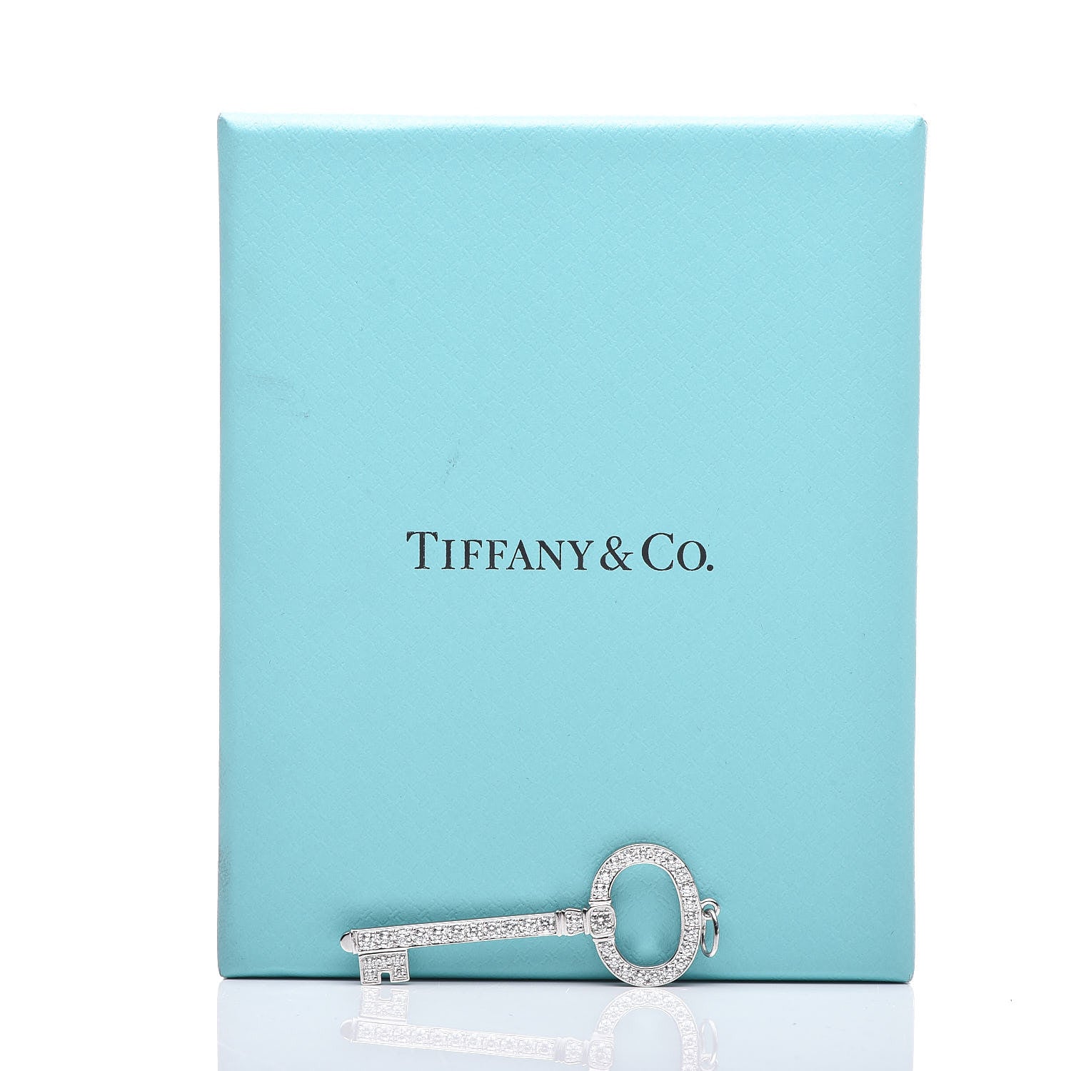 Tiffany Platinum Diamond Oval Key Charm Pendant 5 of 5