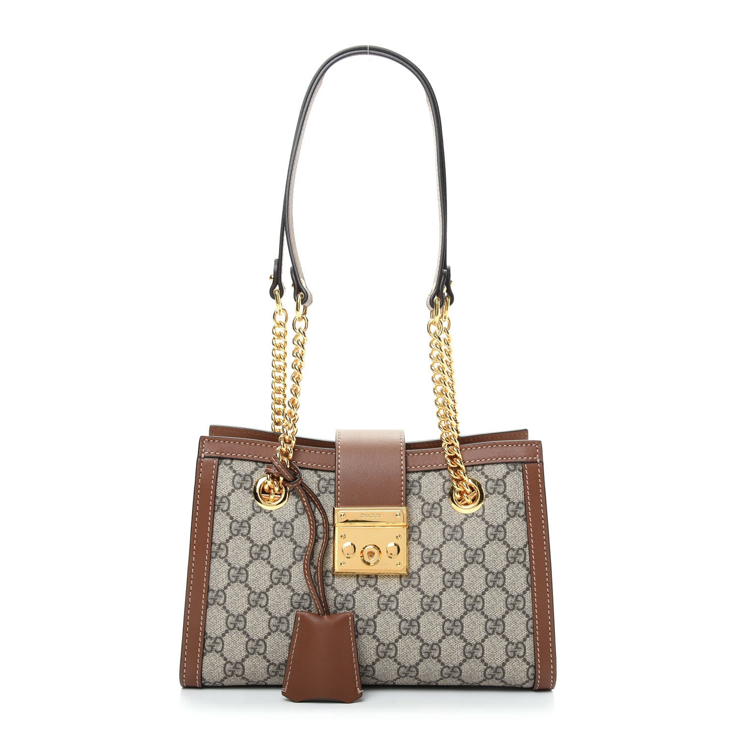 Gucci GG Supreme Monogram Calfskin Small Padlock Tote Beige Ebony Tuscany 1 of 9