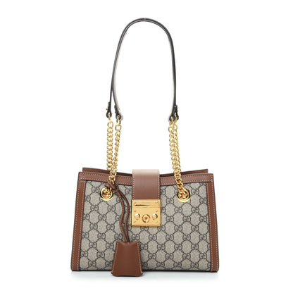 Gucci GG Supreme Monogram Calfskin Small Padlock Tote Beige Ebony Tuscany 1 of 9