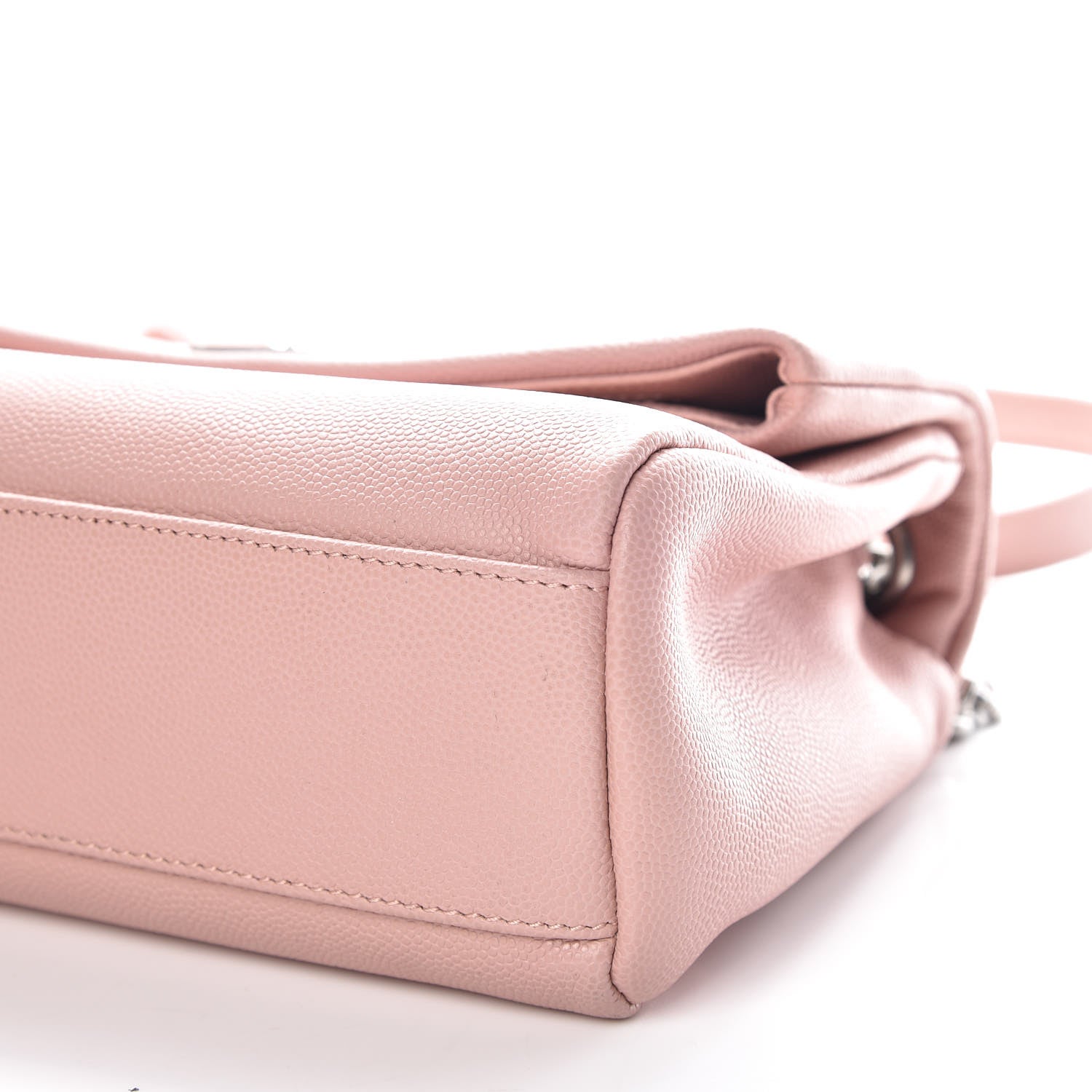Saint Laurent Grain De Poudre Small West Hollywood Monogram Fold-Over Bag Pale Blush 6 of 11