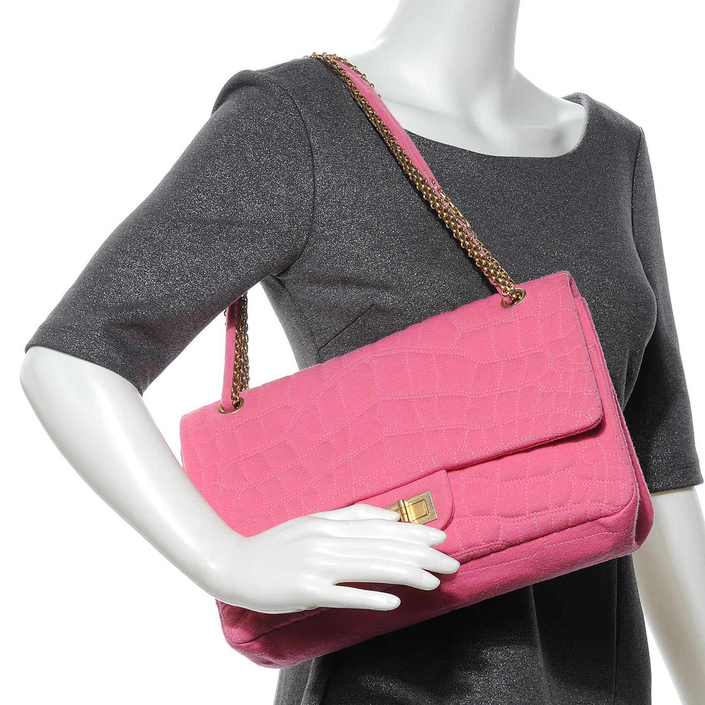 Jersey Crocodile Croco Reissue Medium Flap Pink