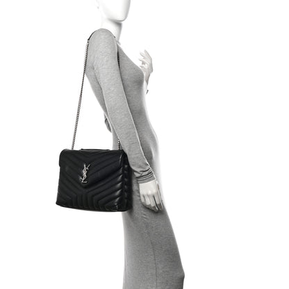 Saint Laurent Calfskin Y Quilted Monogram Medium Loulou Chain Satchel Black 2 of 10
