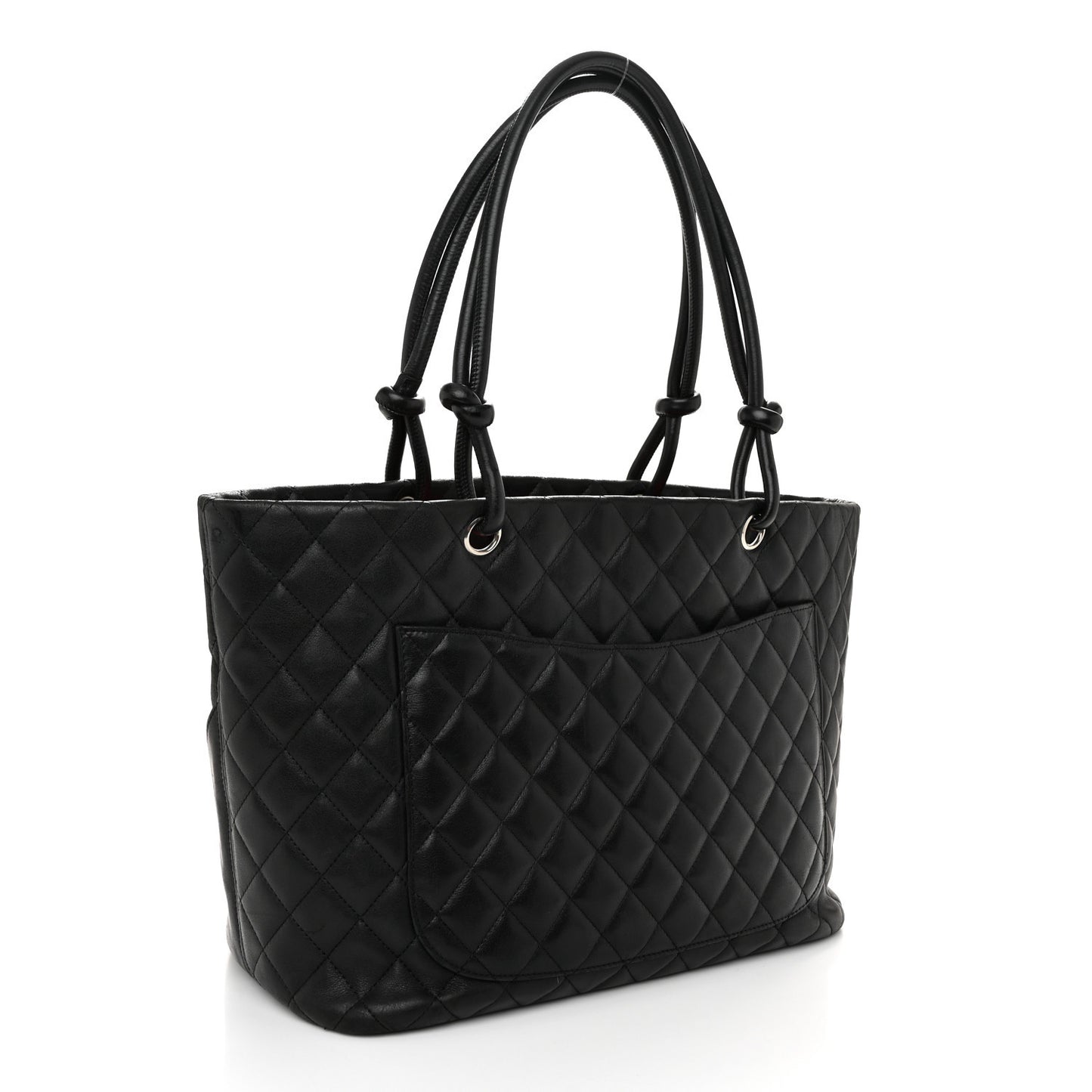 Calfskin Quilted Large Cambon Tote Black White