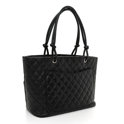 Chanel Calfskin Quilted Large Cambon Tote Black White 2 of 12