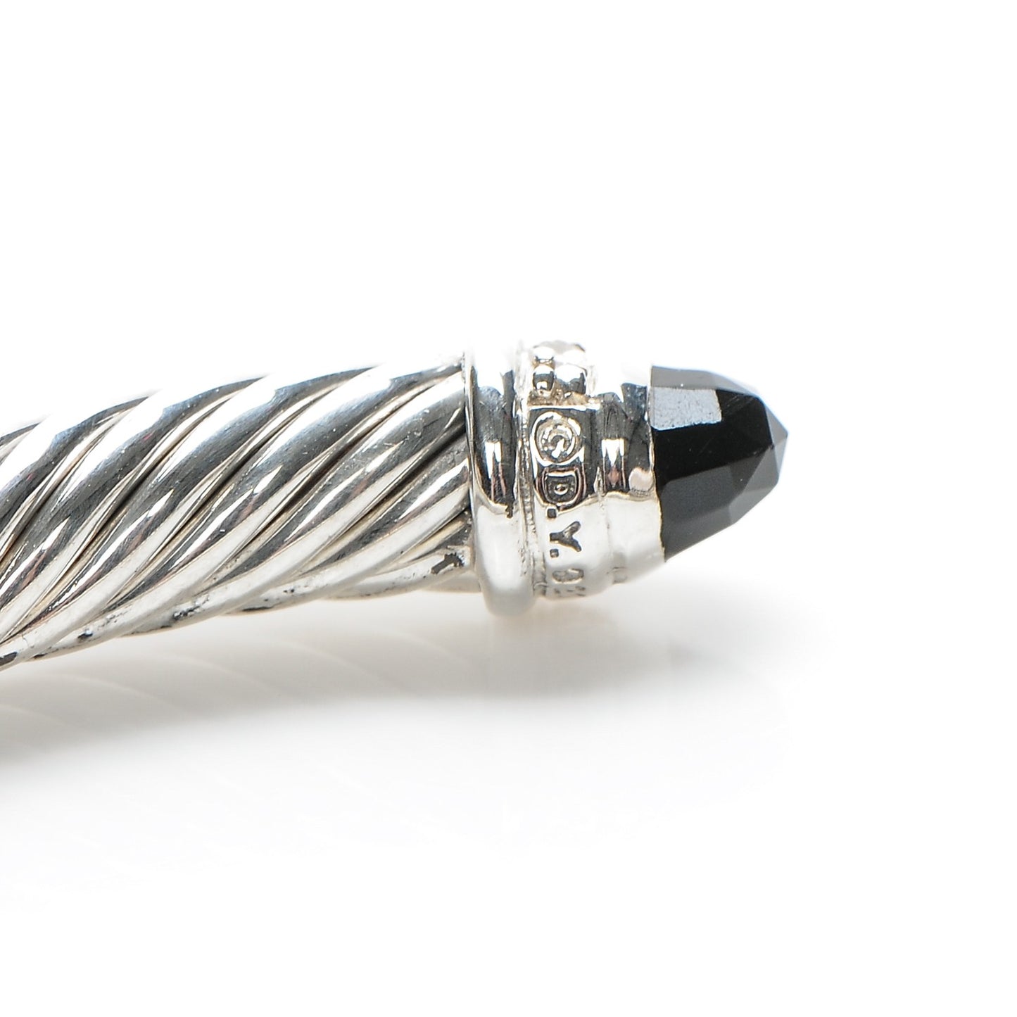 Sterling Silver Diamond Black Onyx 5mm Cable Classics Bracelet