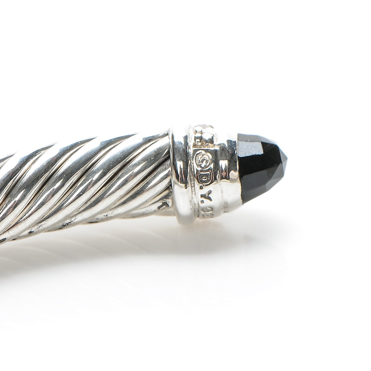 David Yurman Sterling Silver Diamond Black Onyx 5mm Cable Classics Bracelet 4 of 5