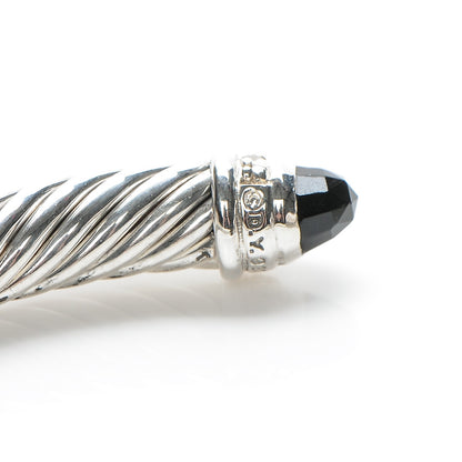David Yurman Sterling Silver Diamond Black Onyx 5mm Cable Classics Bracelet 4 of 5