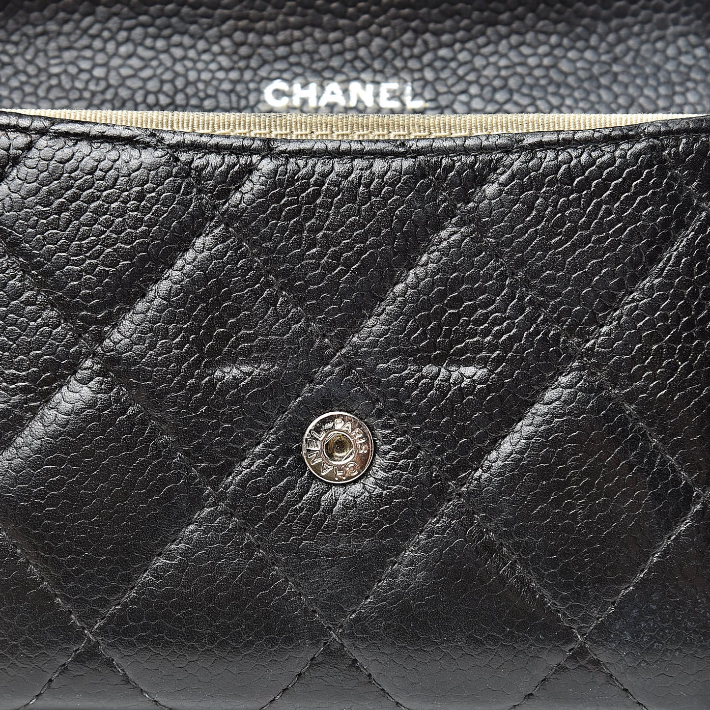 Caviar Quilted Flap Card Holder Black