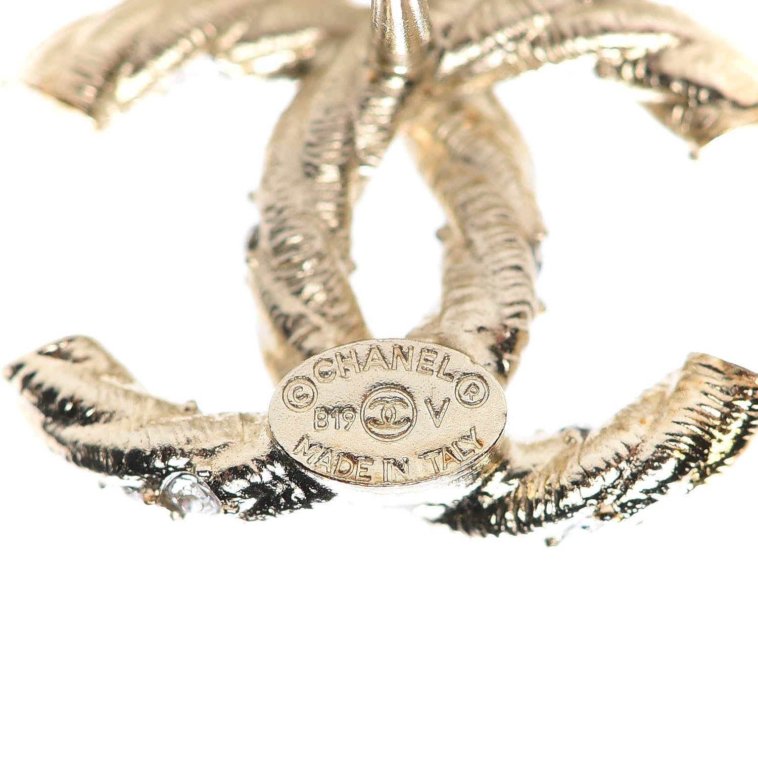 Chanel Crystal Twisted CC Earrings Gold 4 of 5
