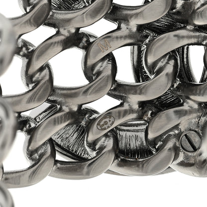 Chanel Metal Crystal Pearl Chain Mania CC Cuff Bracelet M Ruthenium 3 of 3