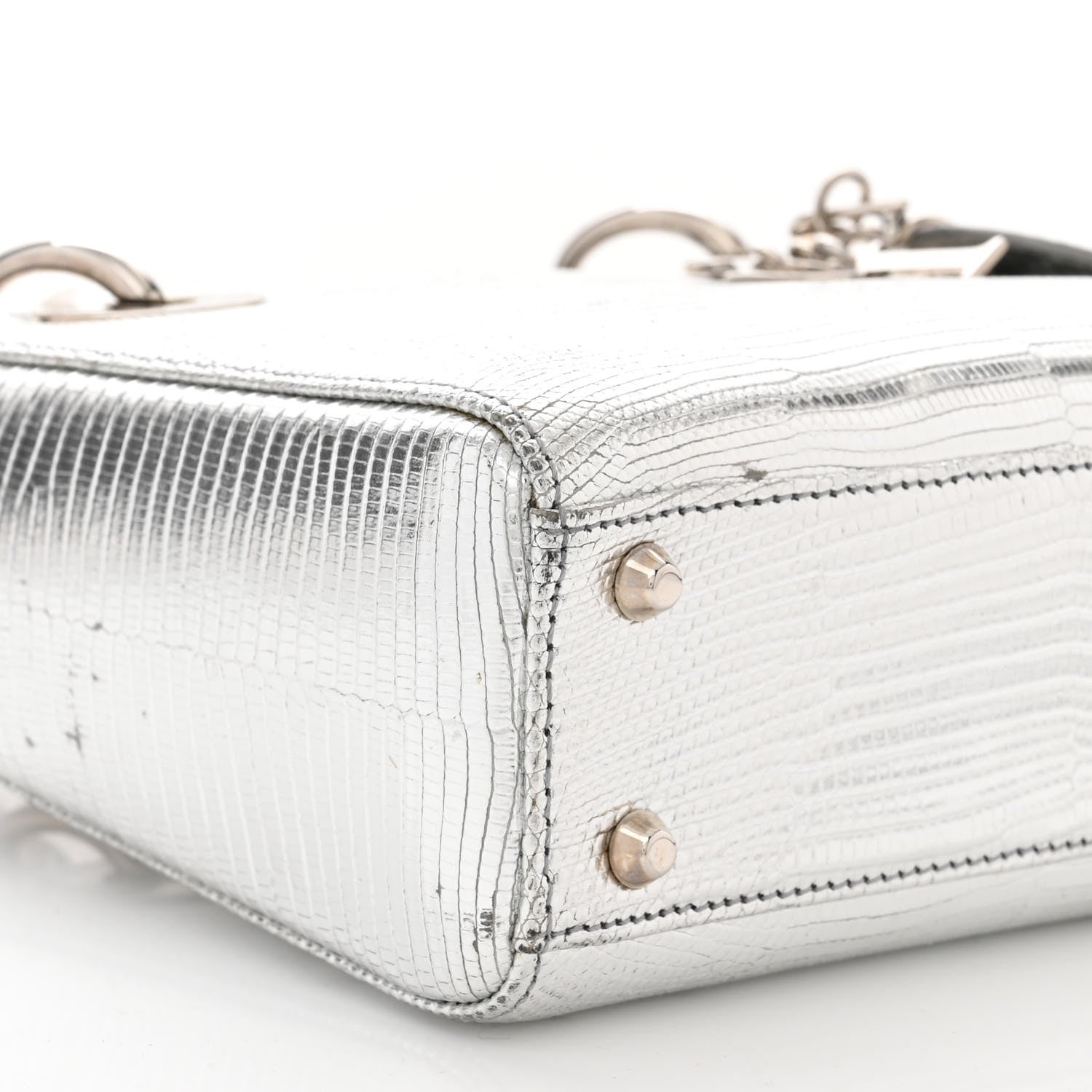 Christian Dior Metallic Lizard Mini Lady Dior Silver 9 of 17