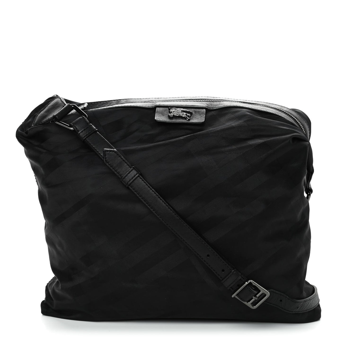 Nylon Tonal Check Crossbody Black