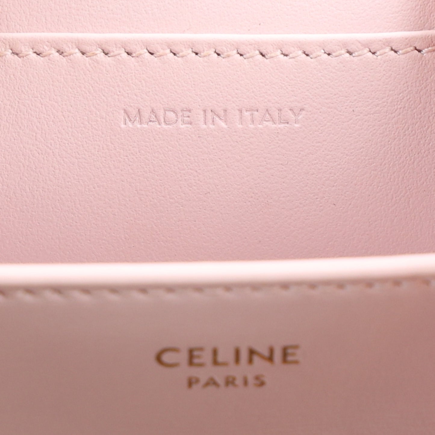 Shiny Calfskin Triomphe Card Holder on Chain Poudre