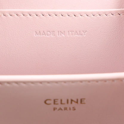 Celine Shiny Calfskin Triomphe Card Holder on Chain Poudre 5 of 9