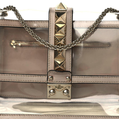 Valentino Garavani PVC Nappa Naked Medium Glam Lock Rockstud Flap Poudre 4 of 18