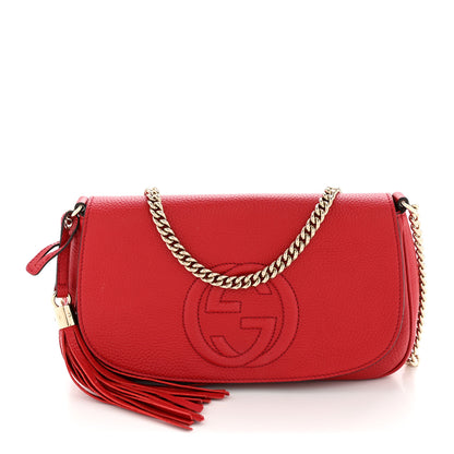 Gucci Pebbled Calfskin Medium Soho Flap Crossbody Tabasco Red 1 of 12