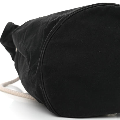 Chanel Canvas Drawstring Backpack Black White 8 of 10
