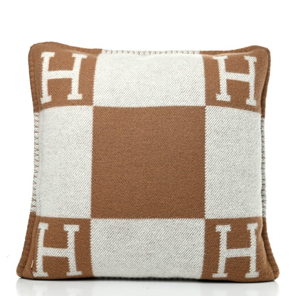 Hermes Wool Cashmere Avalon Pillow PM Ecru Camel 2 of 3