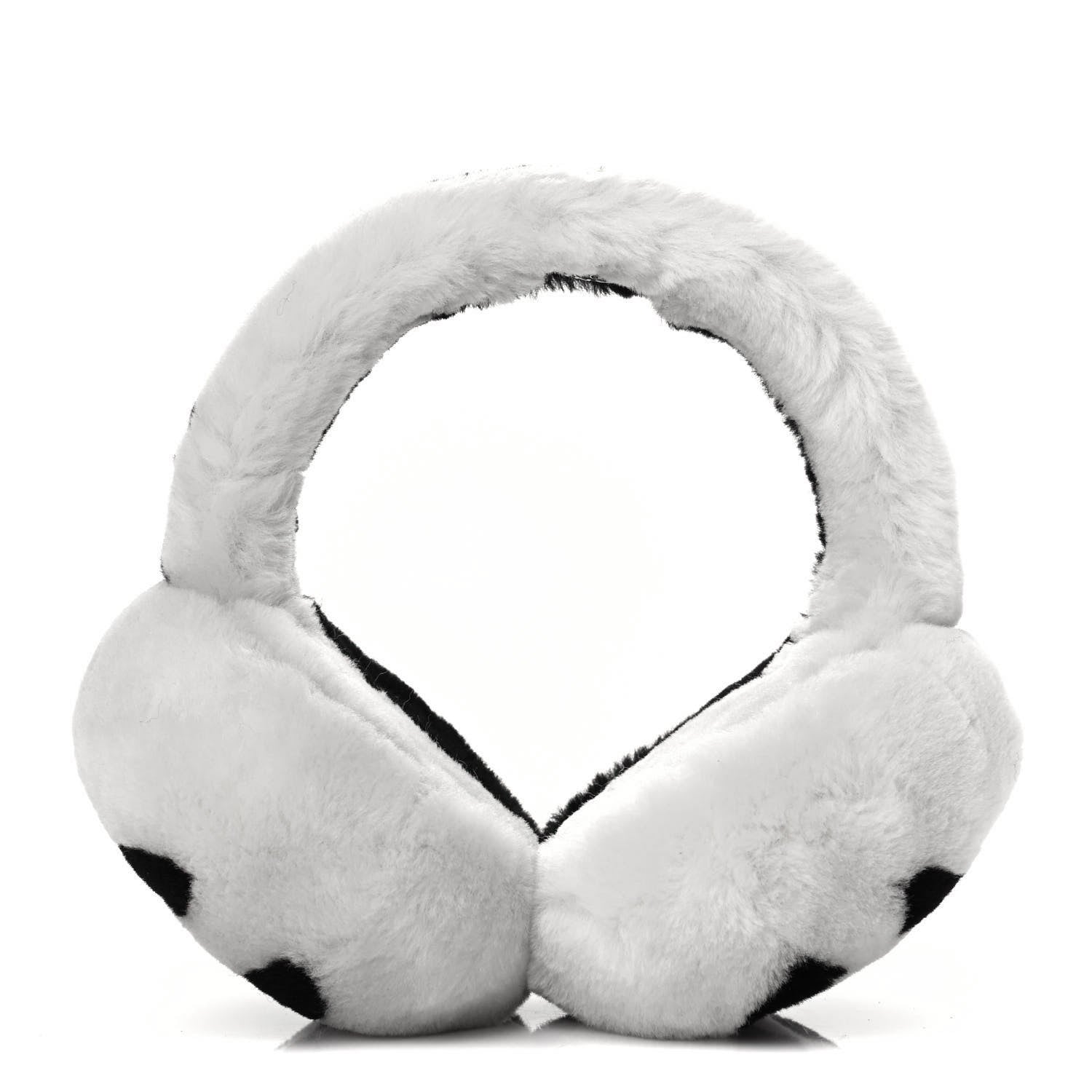 Chanel Shearling CC Bi-Color Ear Muffs White Black 4 of 4
