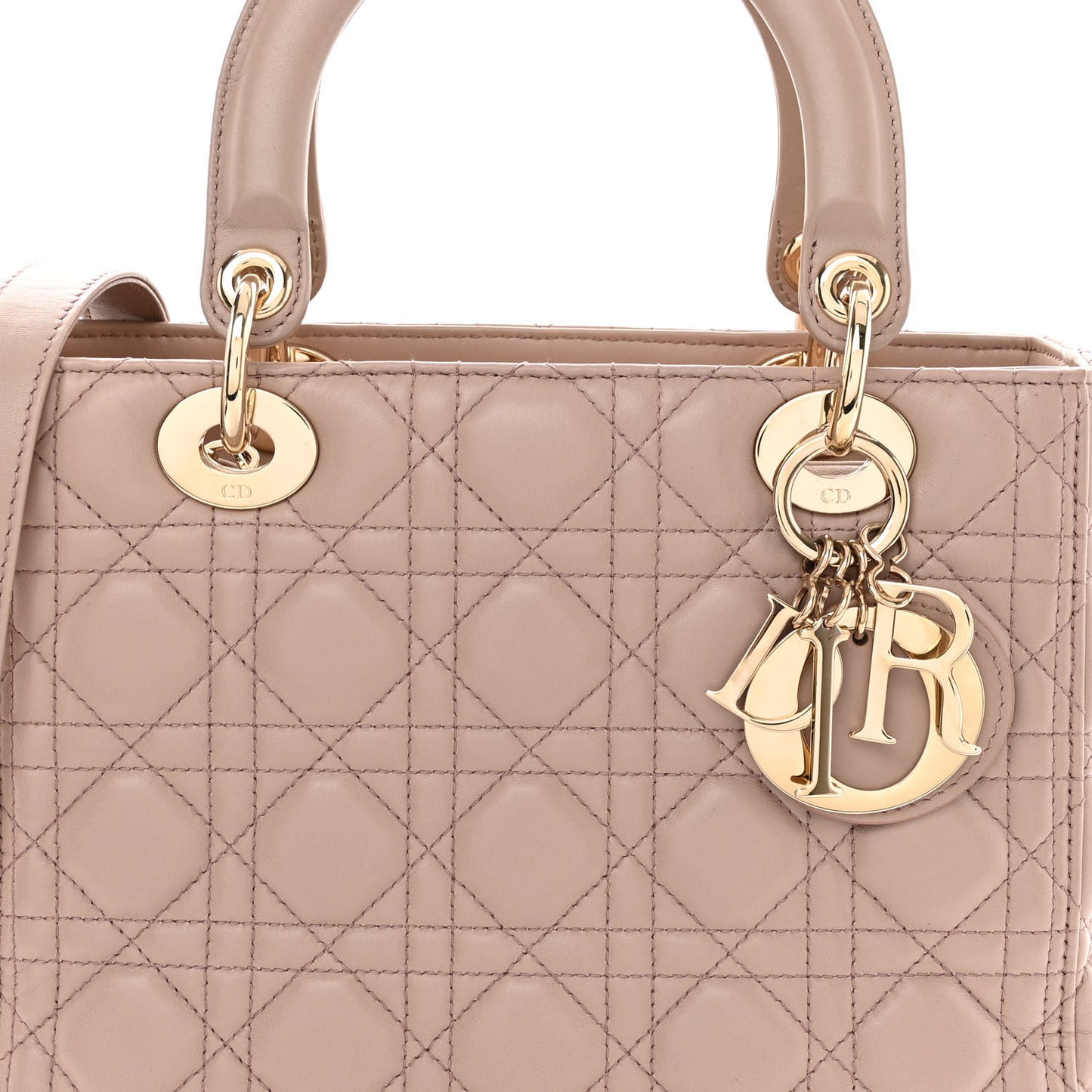 Lambskin Cannage Medium Lady Dior Rose Poudre
