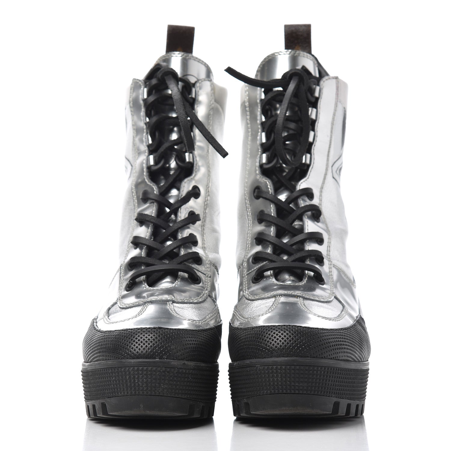 Louis Vuitton Patent Calfskin Spaceship Laureate Platform Desert Boots 37.5 Silver 2 of 21