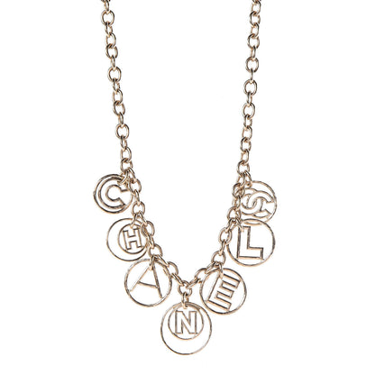 Chanel Metal Hoop Cuba Logo Necklace Gold 1 of 4