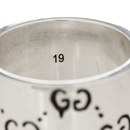 Gucci Sterling Silver GucciGhost Hamlet Skull Band Ring 58 8.5 4 of 7