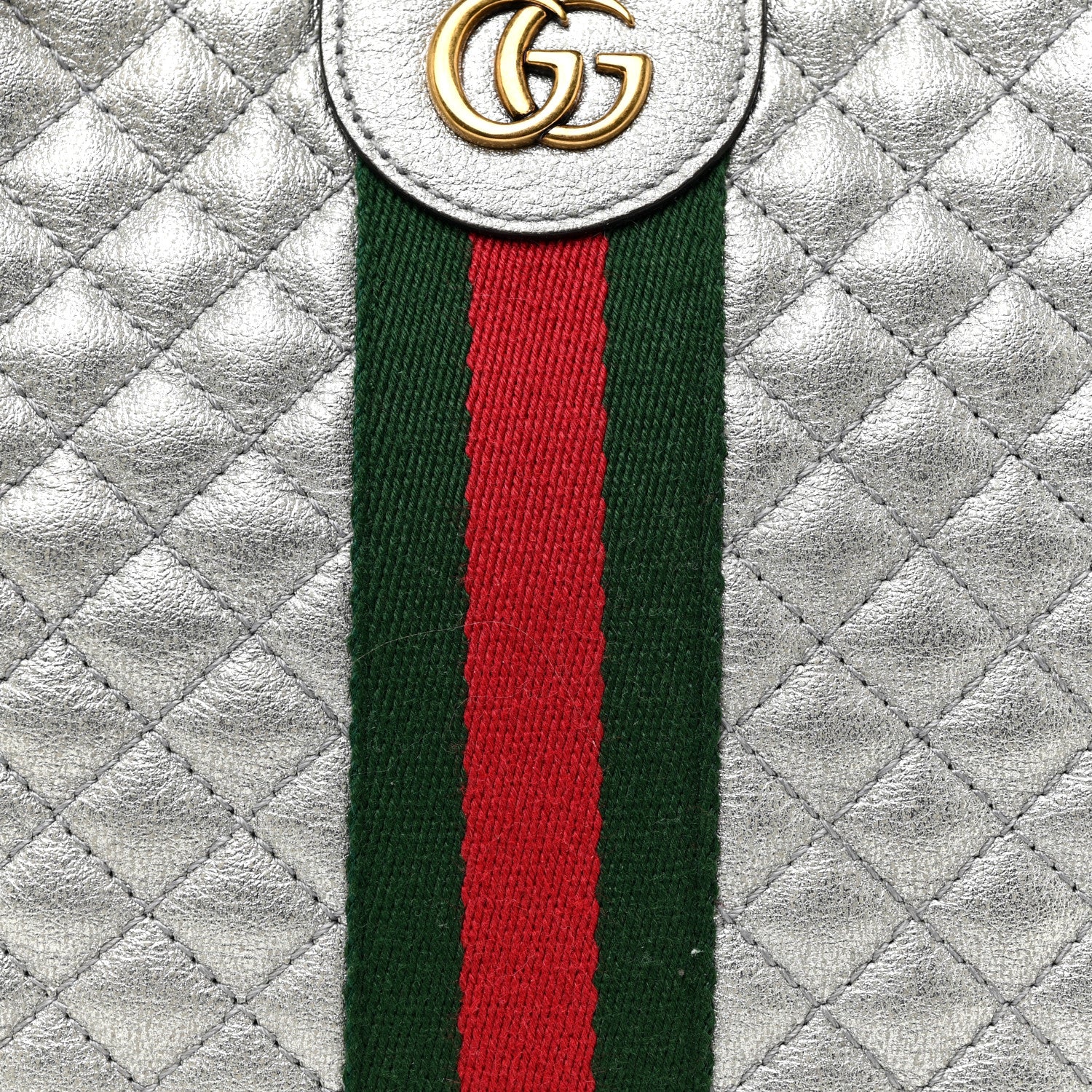 Gucci Laminated Nappa Web Trapuntata Small GG Shoulder Bag Argento 8 of 13