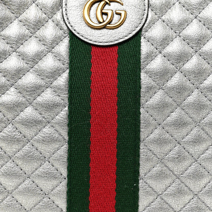 Gucci Laminated Nappa Web Trapuntata Small GG Shoulder Bag Argento 8 of 13
