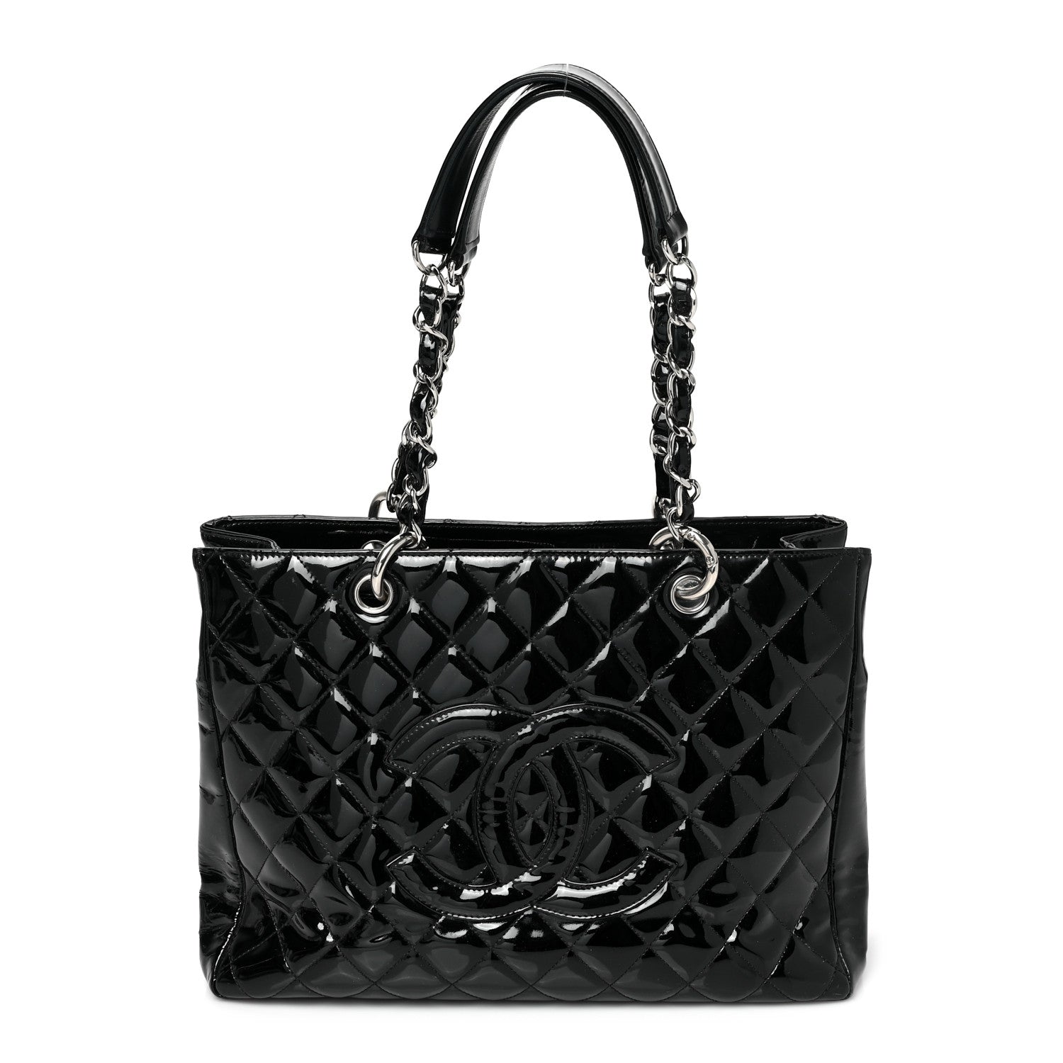 Chanel Patent Quilted Grand Shopping Tote GST Black 1 of 11