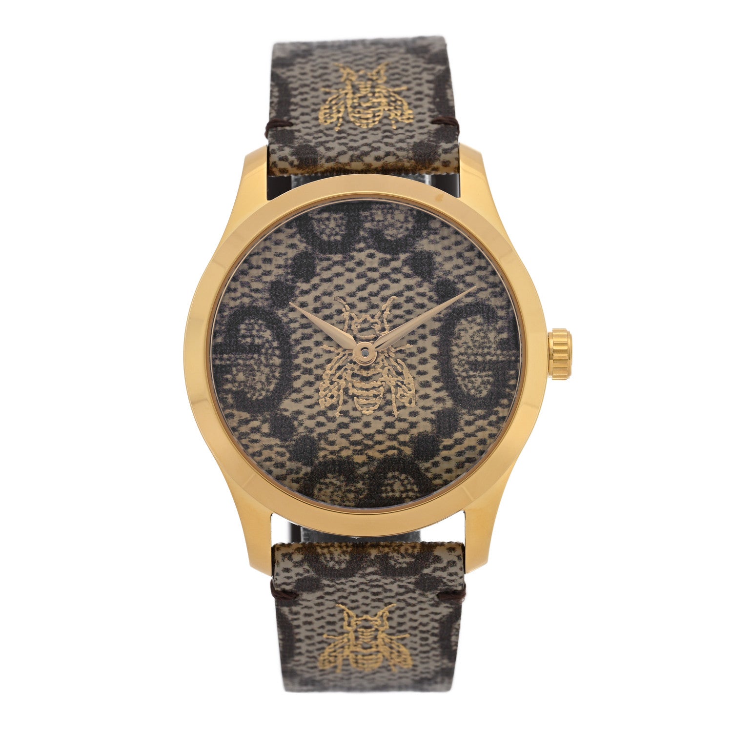 Gucci Stainless Steel Canvas 38mm G-Timeless GG Supreme Bee Quartz Watch Brown 1 of 5