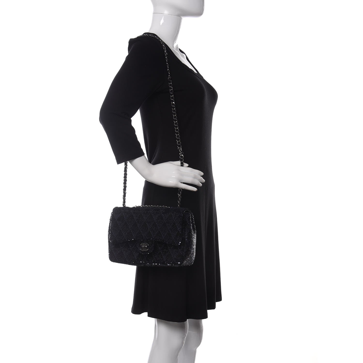 Chanel Sequin Quilted Medium Single Flap Blue 2 of 11