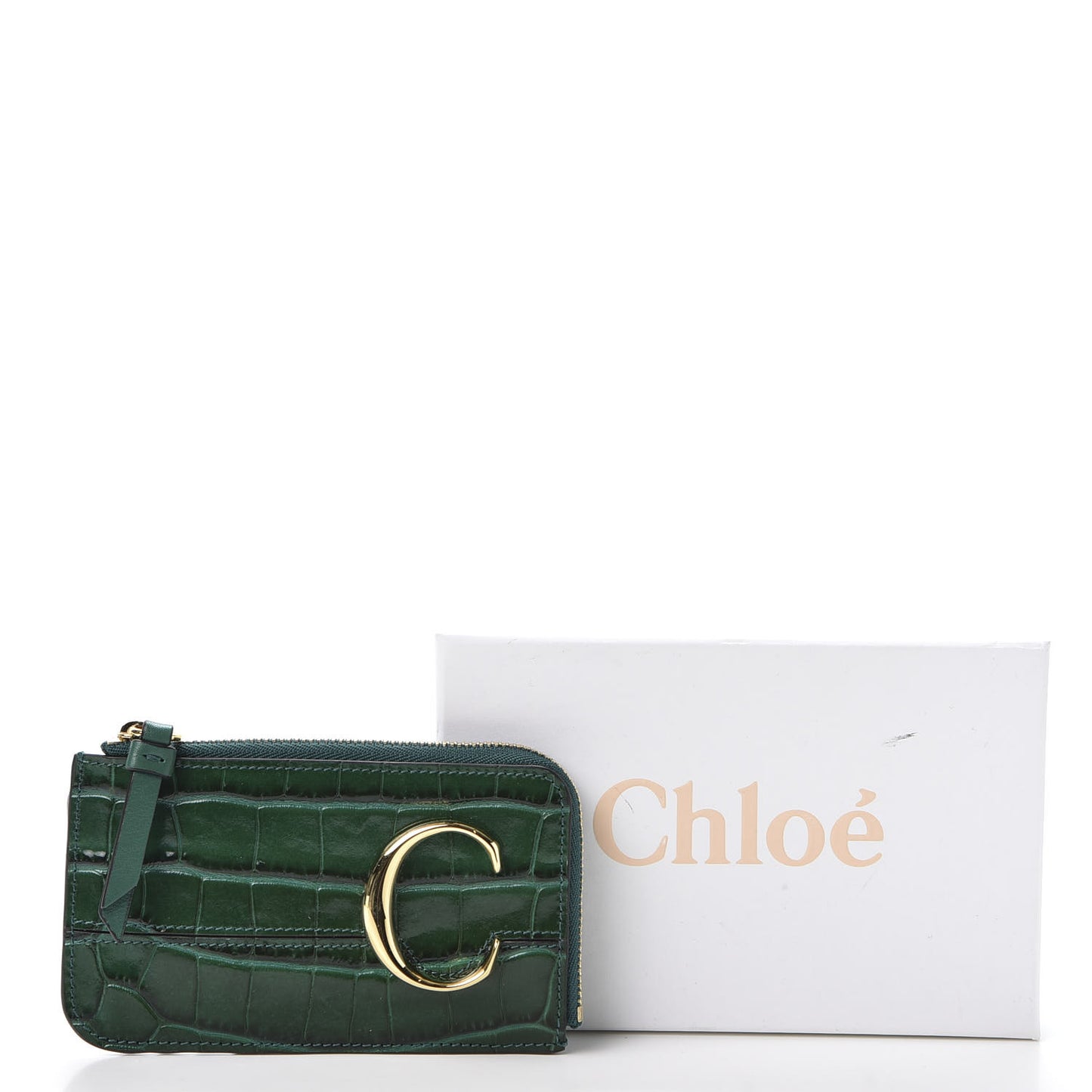 Crocodile Embossed Calfskin C Small Purse Woodsy Green