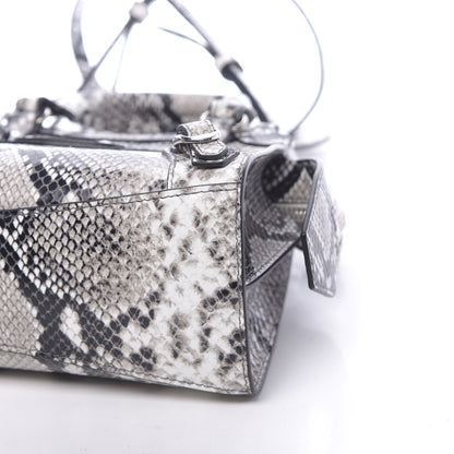 Balenciaga Grained Calfskin Snake Effect Neo Classic Silver Hardware Mini City Black White 10 of 10
