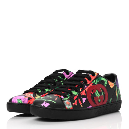 Gucci X KEN SCOTT Canvas Infinity Jenni Womens Ace Sneakers 36 Black Pink Hibiscus Red Blue Shine Purple 3 of 7