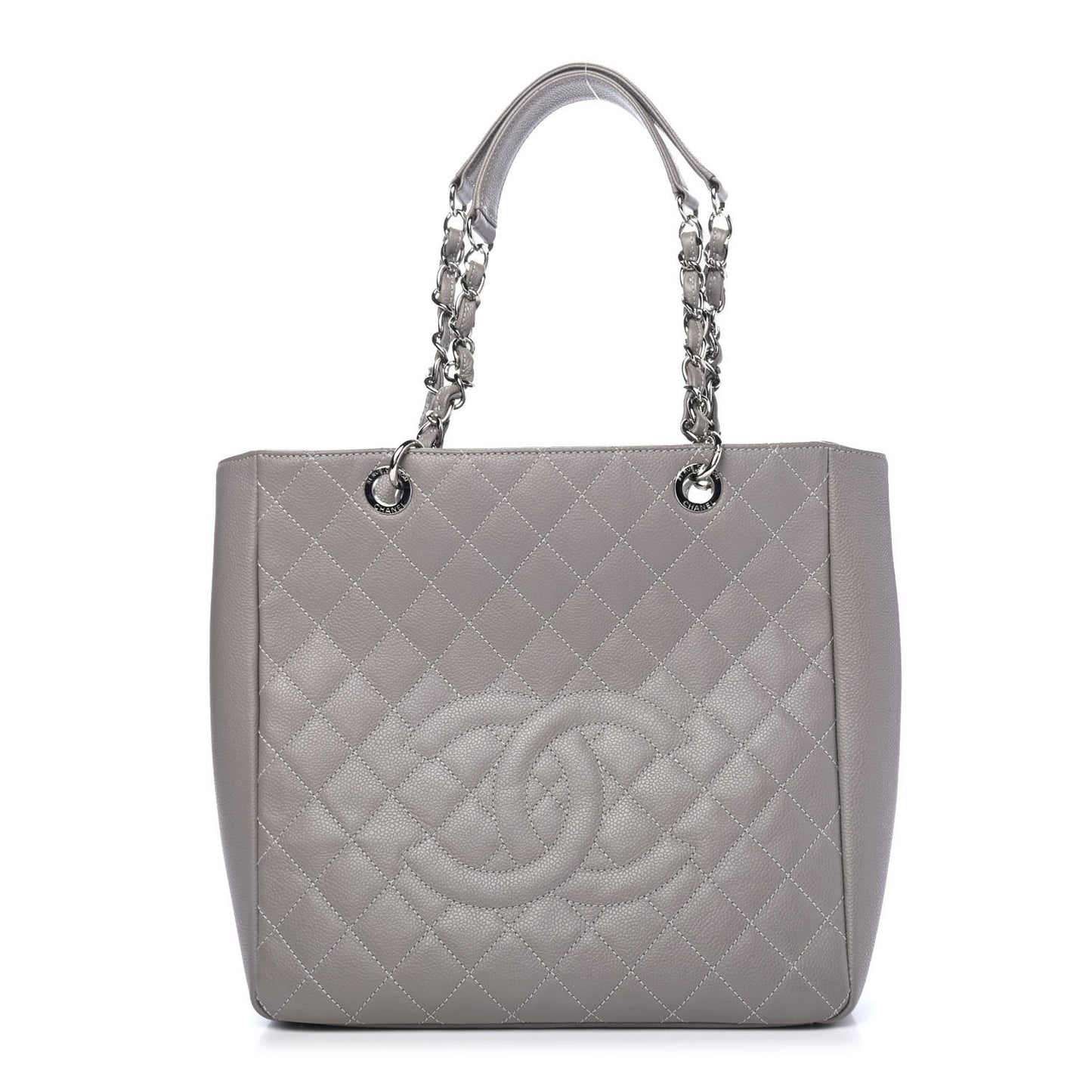 Caviar Quilted Vertical Grand Shopping Tote GST Grey