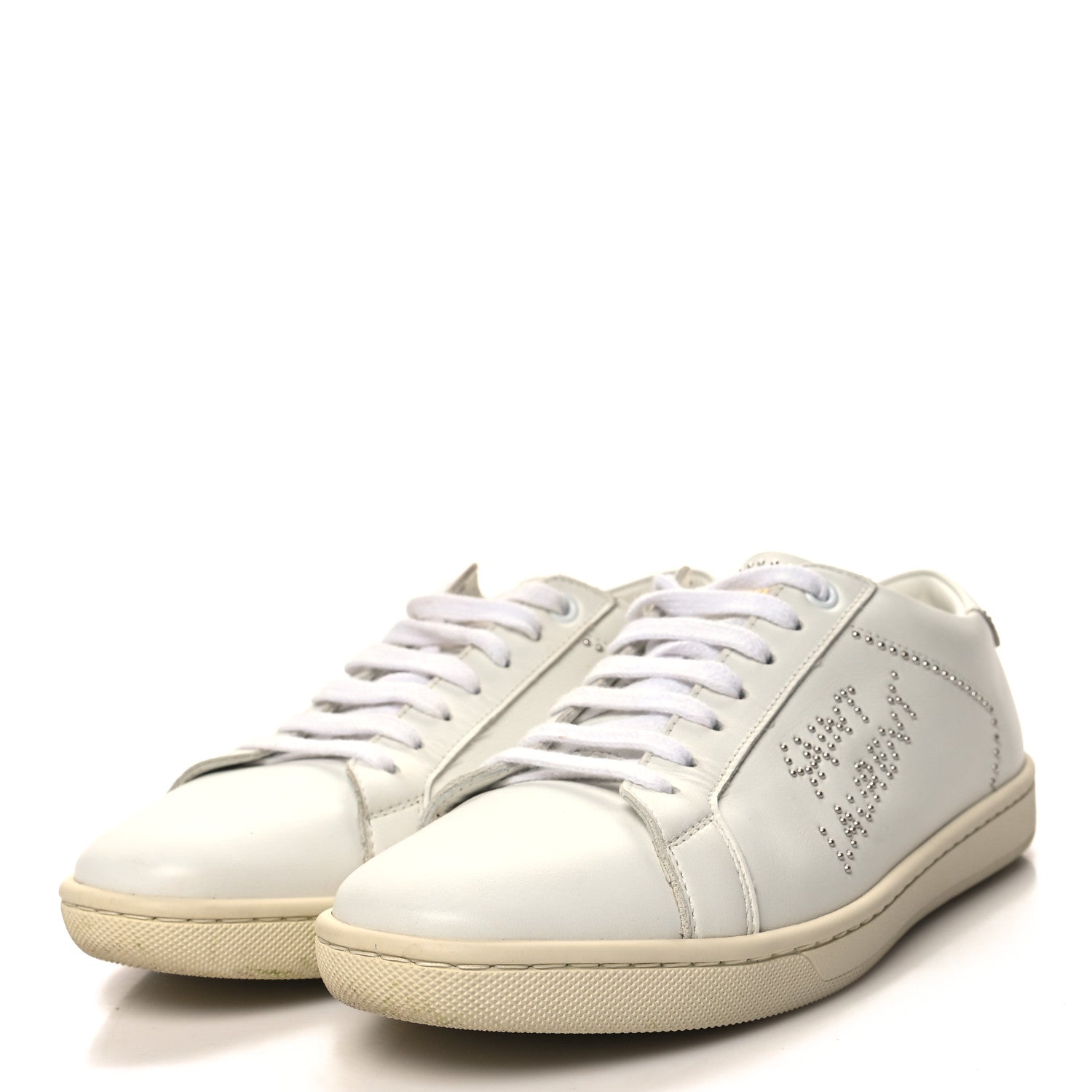 Saint Laurent SAINT LAURENT Calfskin Studded SL/08 Low Top Sneakers 37.5 White 3 of 9