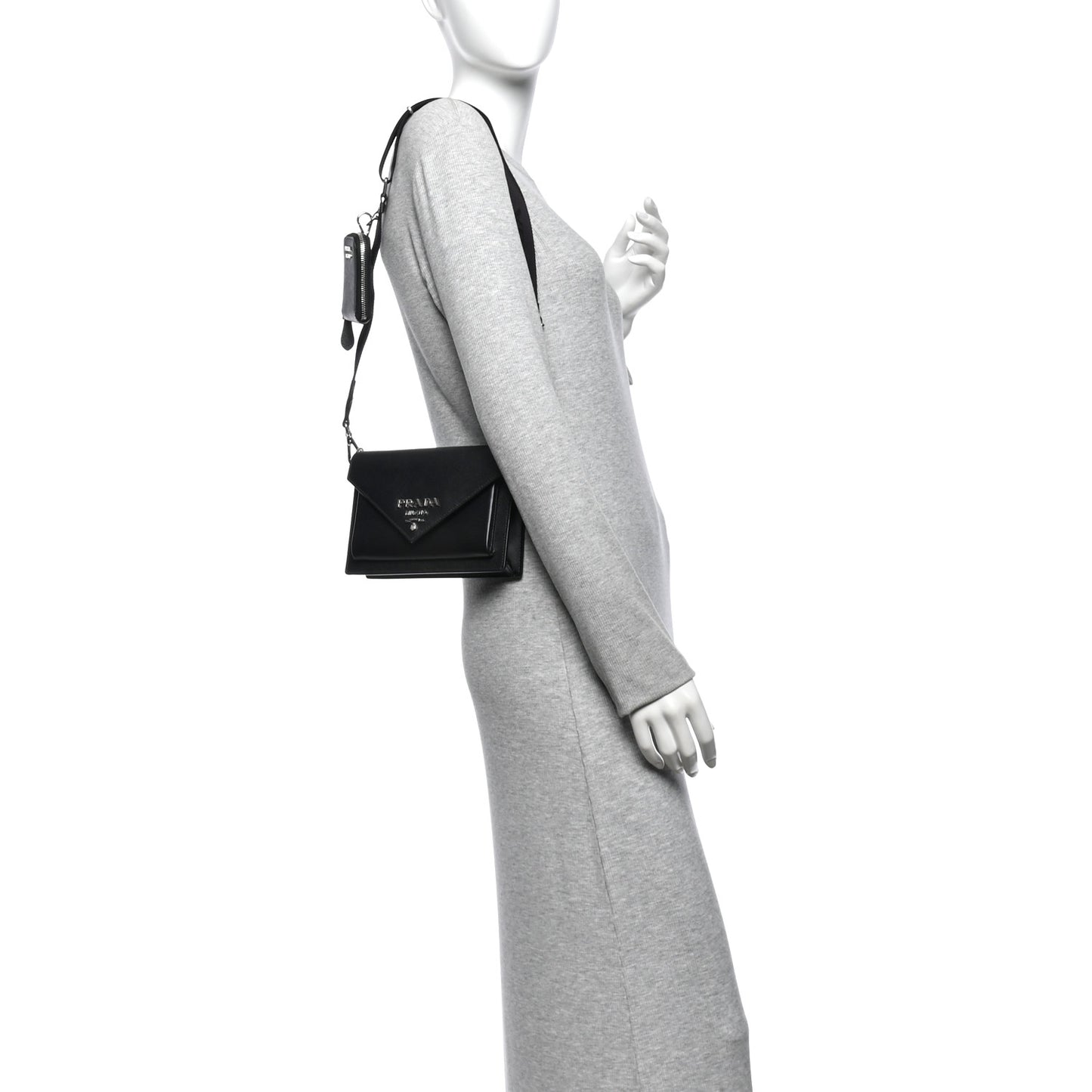 Saffiano City Calf Mini Envelope Bag Black