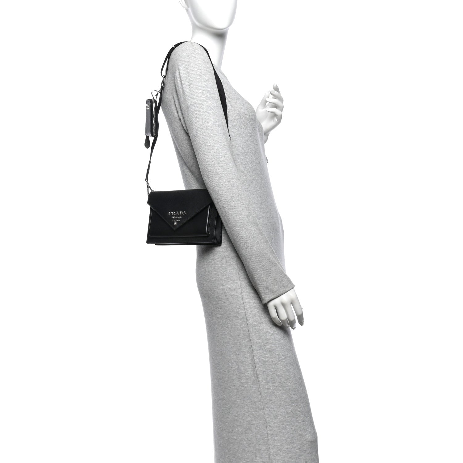 Prada Saffiano City Calf Mini Envelope Bag Black 2 of 11