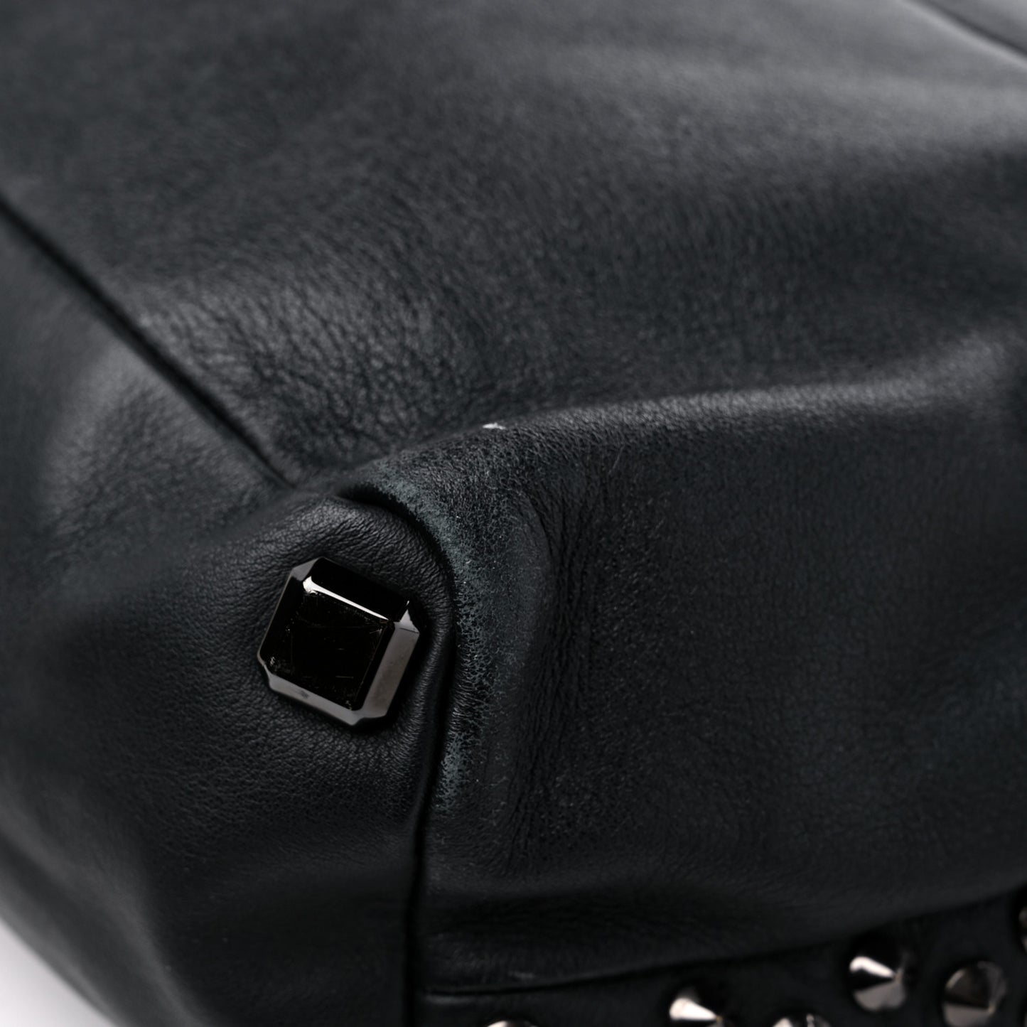 Calfskin Studded Tote Black