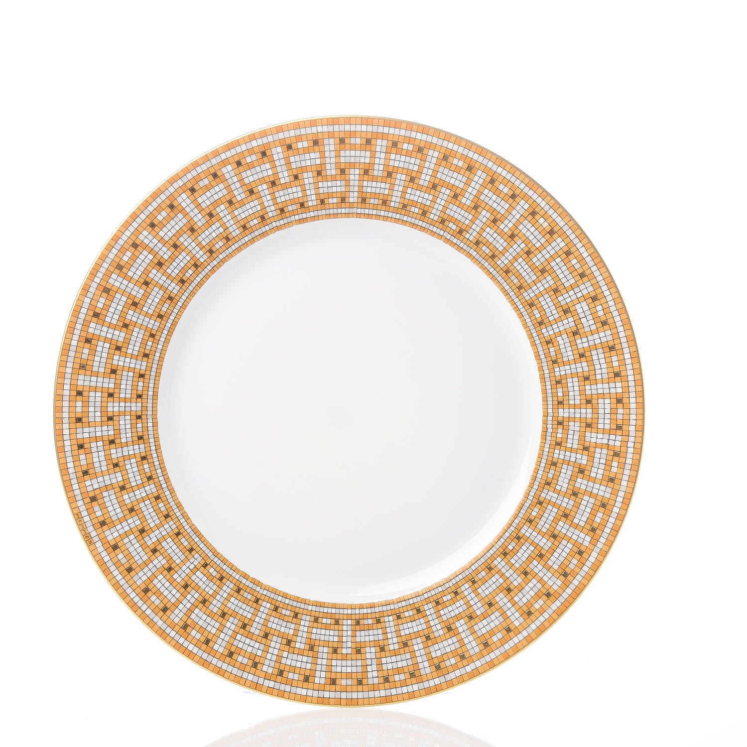 Hermes Porcelain Mosaique Au 24 Gold Dinner Plate Set of 2 3 of 6