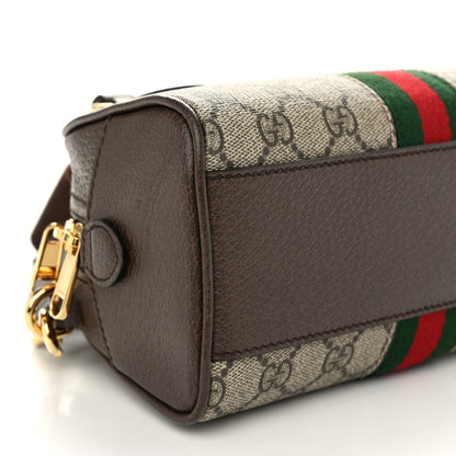 Gucci GG Supreme Monogram Textured Dollar Calfskin Web Mini Ophidia Top Handle Bowler Bag Beige Ebony New Acero 9 of 10