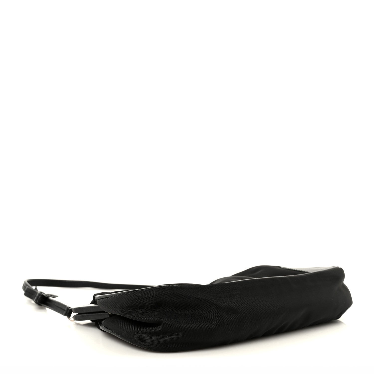 Prada Tessuto Nylon Saffiano Kisslock Shoulder Bag Black 1888382