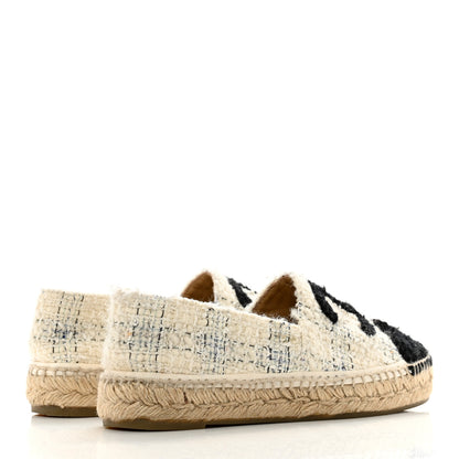 Chanel Tweed CC Espadrilles 36 Ecru White Blue Black 4 of 9