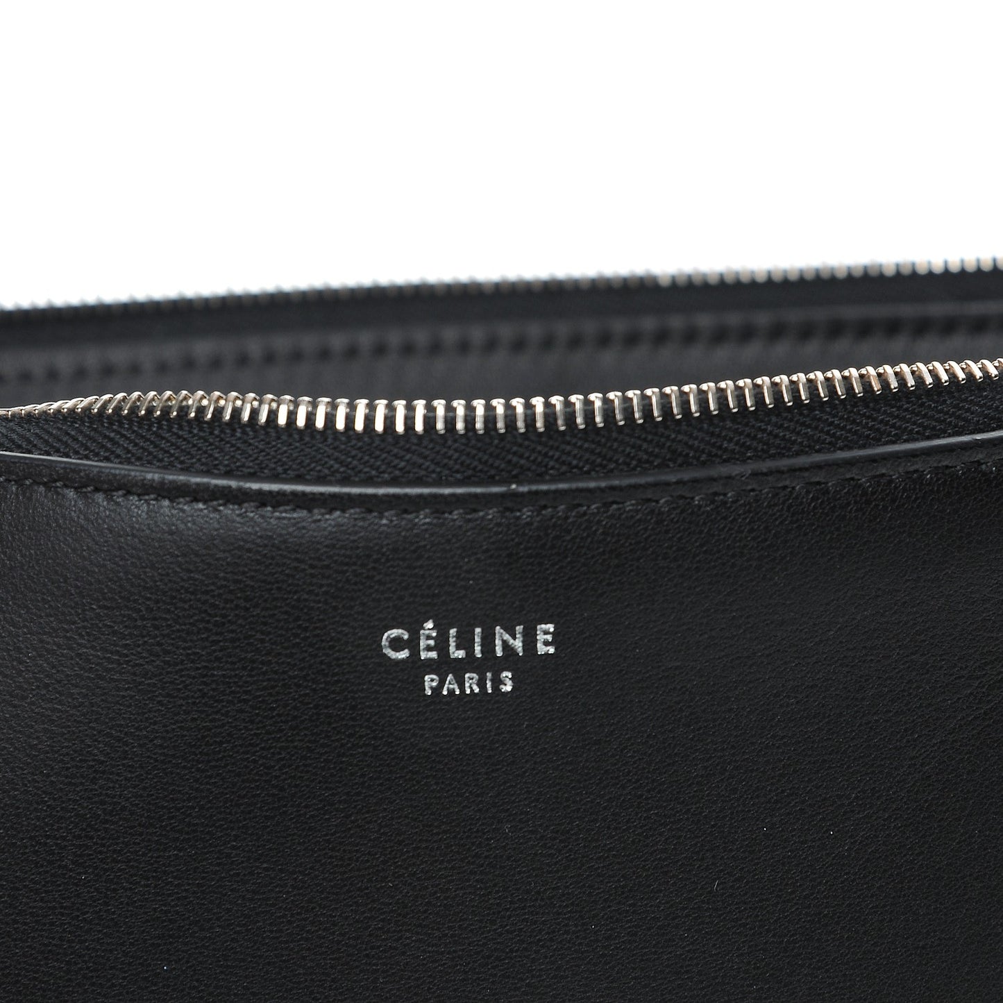 Laminated Lambskin Bi-Color Solo Clutch Pouch Black Silver