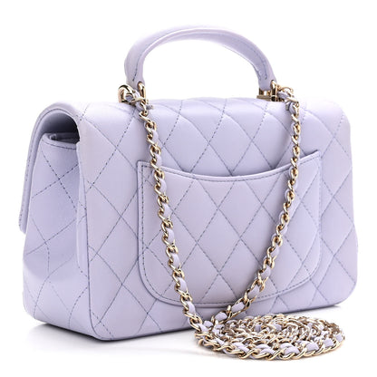 Chanel Lambskin Quilted Mini Top Handle Rectangular Flap Light Purple 3 of 10