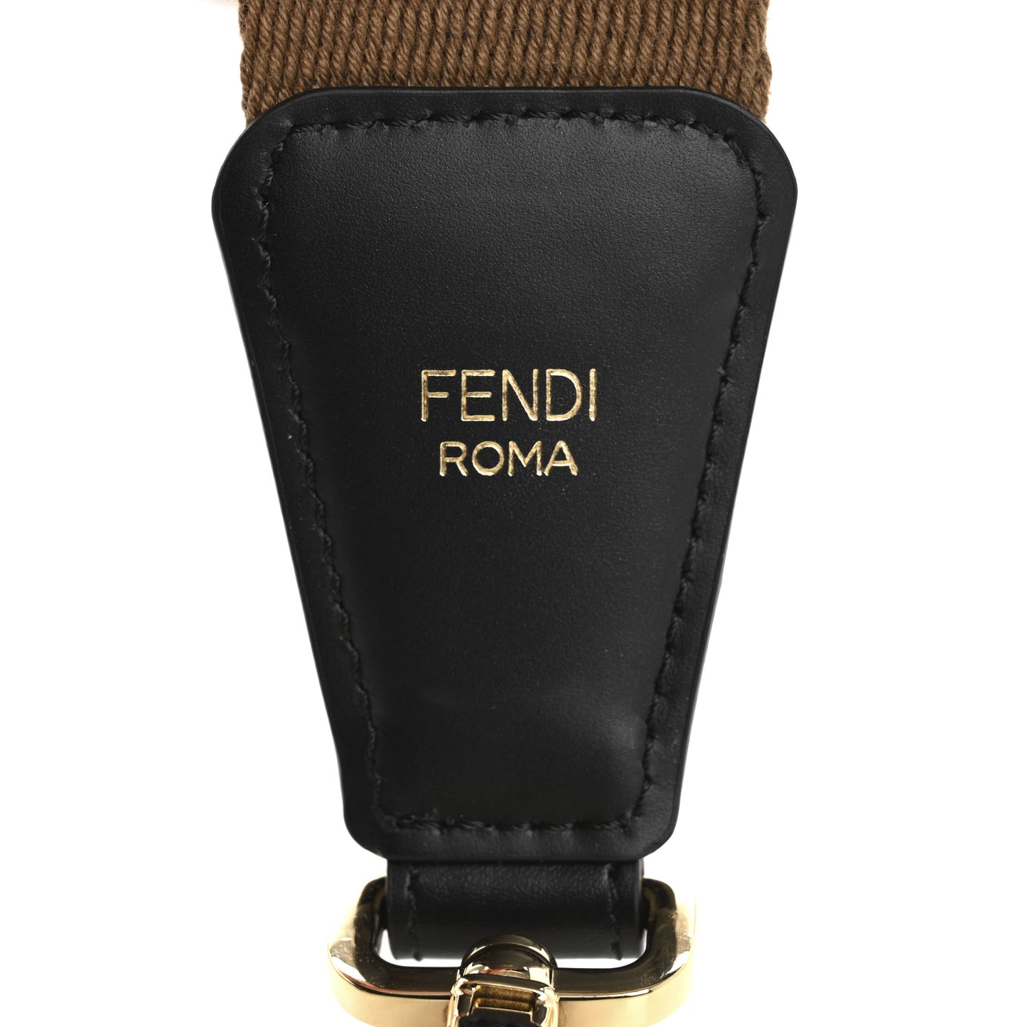 Ribbon Vitello Century FF 1974 Flat Studded Strap You Fango Marrone Ebano