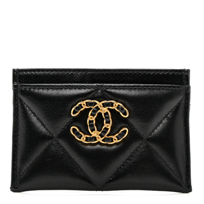 Chanel Lambskin Quilted Chanel 19 Card Holder Black 1 of 8