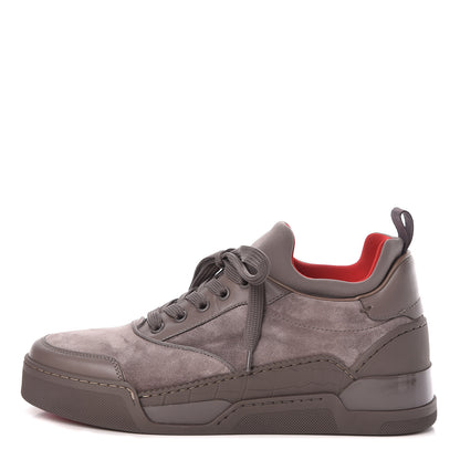 Christian Louboutin Calfskin Neoprene Veau Velours Mens Aurelien Flat Sneakers 39 Grey 1 of 9