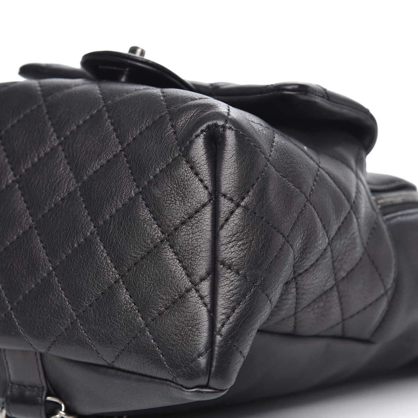 Lambskin Quilted Drawstring Backpack Black